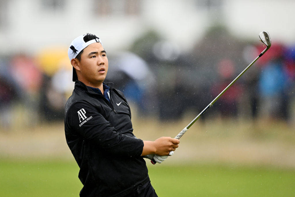 Tom Kim in action during his final round at The 151st Open